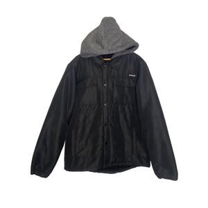 Men's Hurley Black Fleece Lined Ski Winter Jacket Coat Button Up Hooded Large